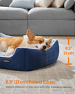 Dog Sofa Bed – Fabric – Charcoal Blue and Pale Blue – Removable Reversible Cushion