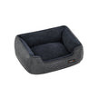 Dog Bed – Linen-Look Fabric – Dark Grey – Washable with Raised Edges and Non-Slip Bottom