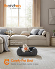Dog Bed – Linen-Look Fabric – Dark Grey – Washable with Raised Edges and Non-Slip Bottom
