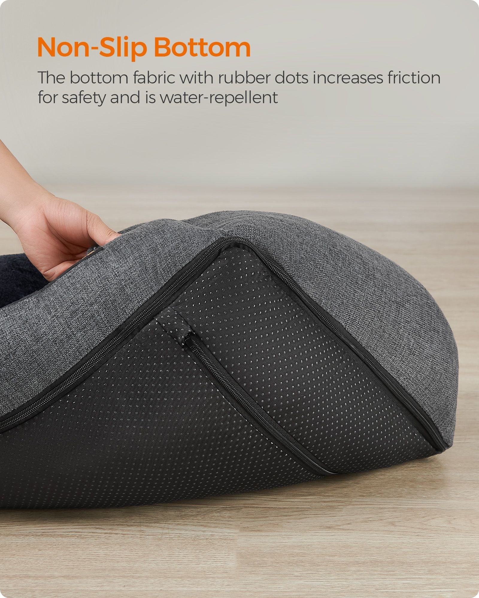 Dog Bed – Linen-Look Fabric – Dark Grey – Washable with Raised Edges and Non-Slip Bottom
