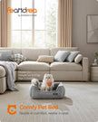Dog Sofa Bed – Linen-Look – Light Grey – Removable Washable Cover with Raised Edges and Non-Slip Bottom