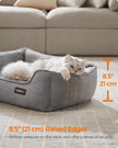 Dog Sofa Bed – Linen-Look – Light Grey – Removable Washable Cover with Raised Edges and Non-Slip Bottom