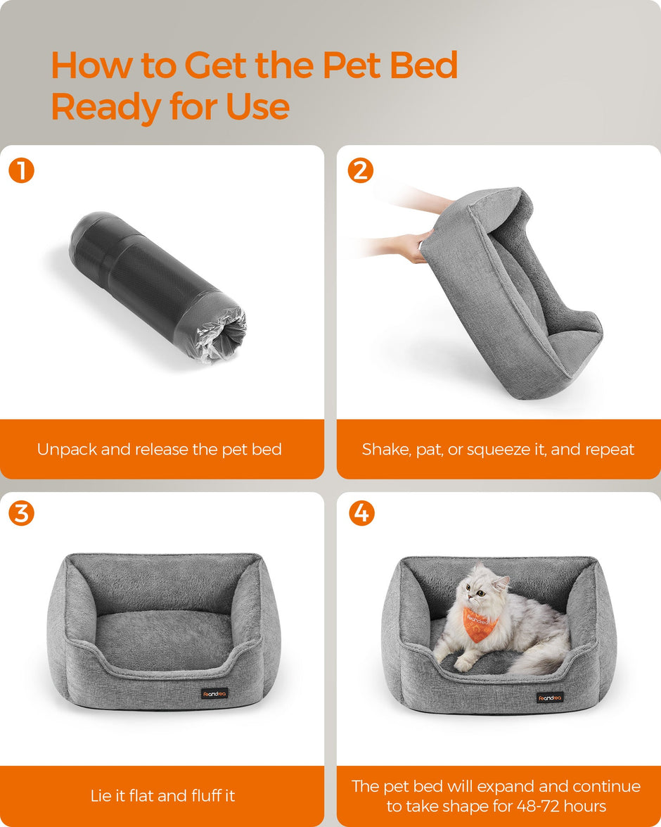 Dog Sofa Bed – Linen-Look – Light Grey – Removable Washable Cover with Raised Edges and Non-Slip Bottom