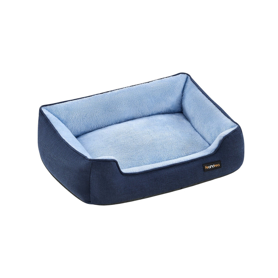 Dog Sofa Bed – Soft Fabric – Pale Blue – Washable with Removable Reversible Cushion