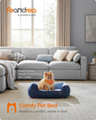 Dog Sofa Bed – Soft Fabric – Pale Blue – Washable with Removable Reversible Cushion