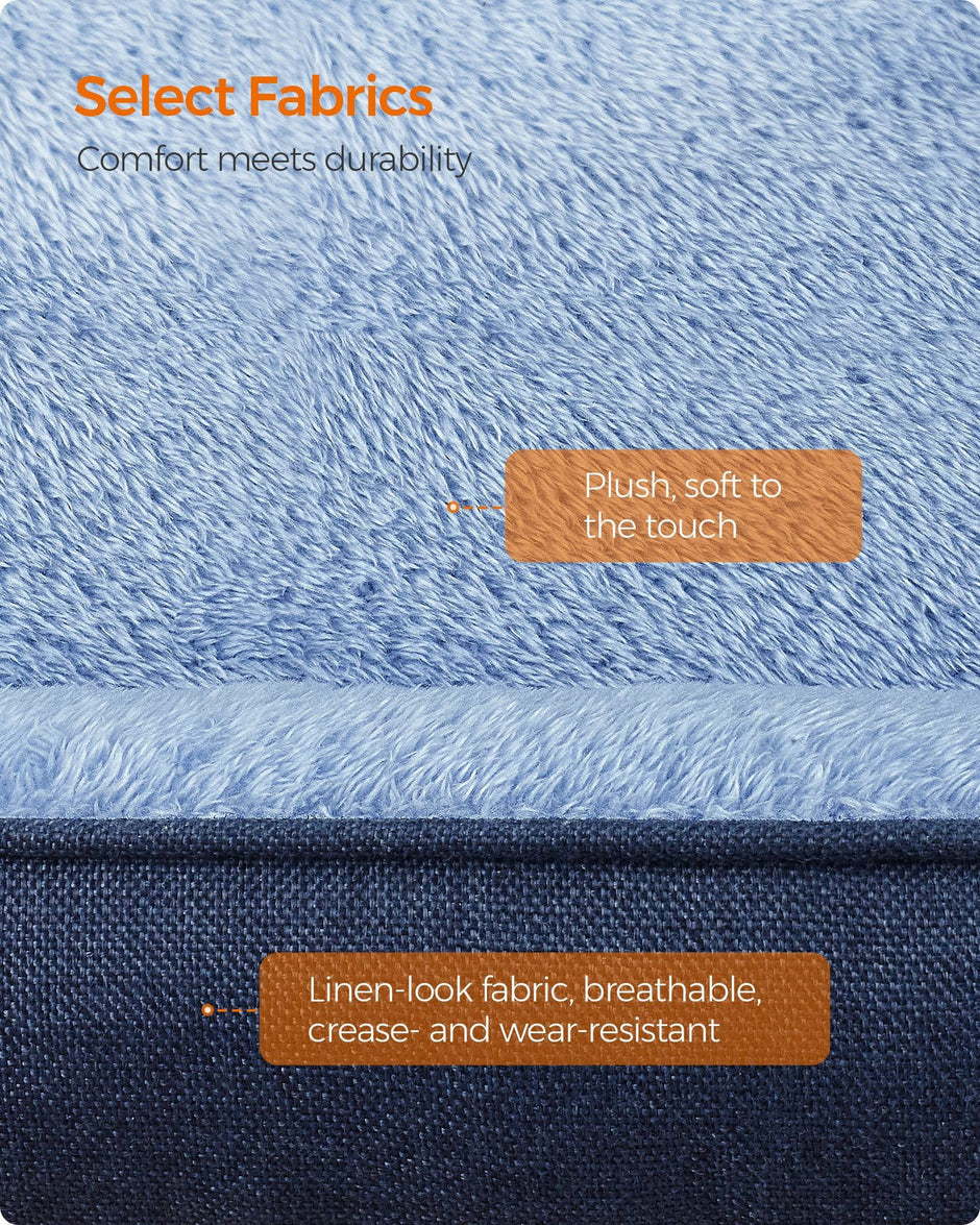 Dog Sofa Bed – Soft Fabric – Pale Blue – Washable with Removable Reversible Cushion