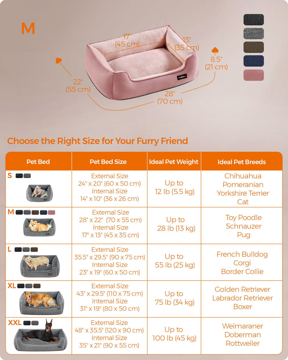 Dog Sofa Bed – Soft Fabric – Jelly Pink – Washable with Removable Cushion
