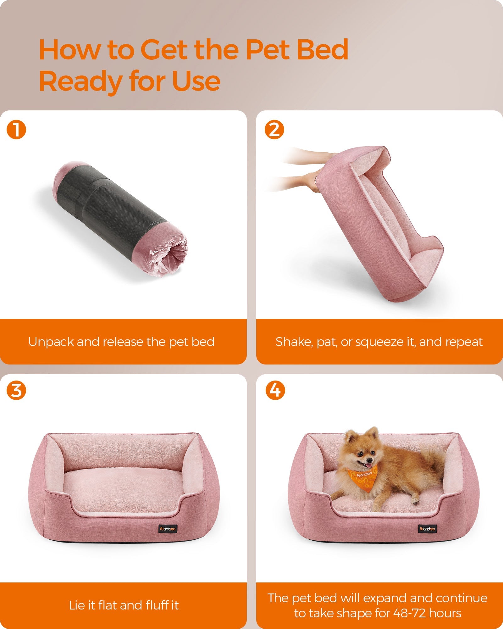 Dog Sofa Bed – Soft Fabric – Jelly Pink – Washable with Removable Cushion