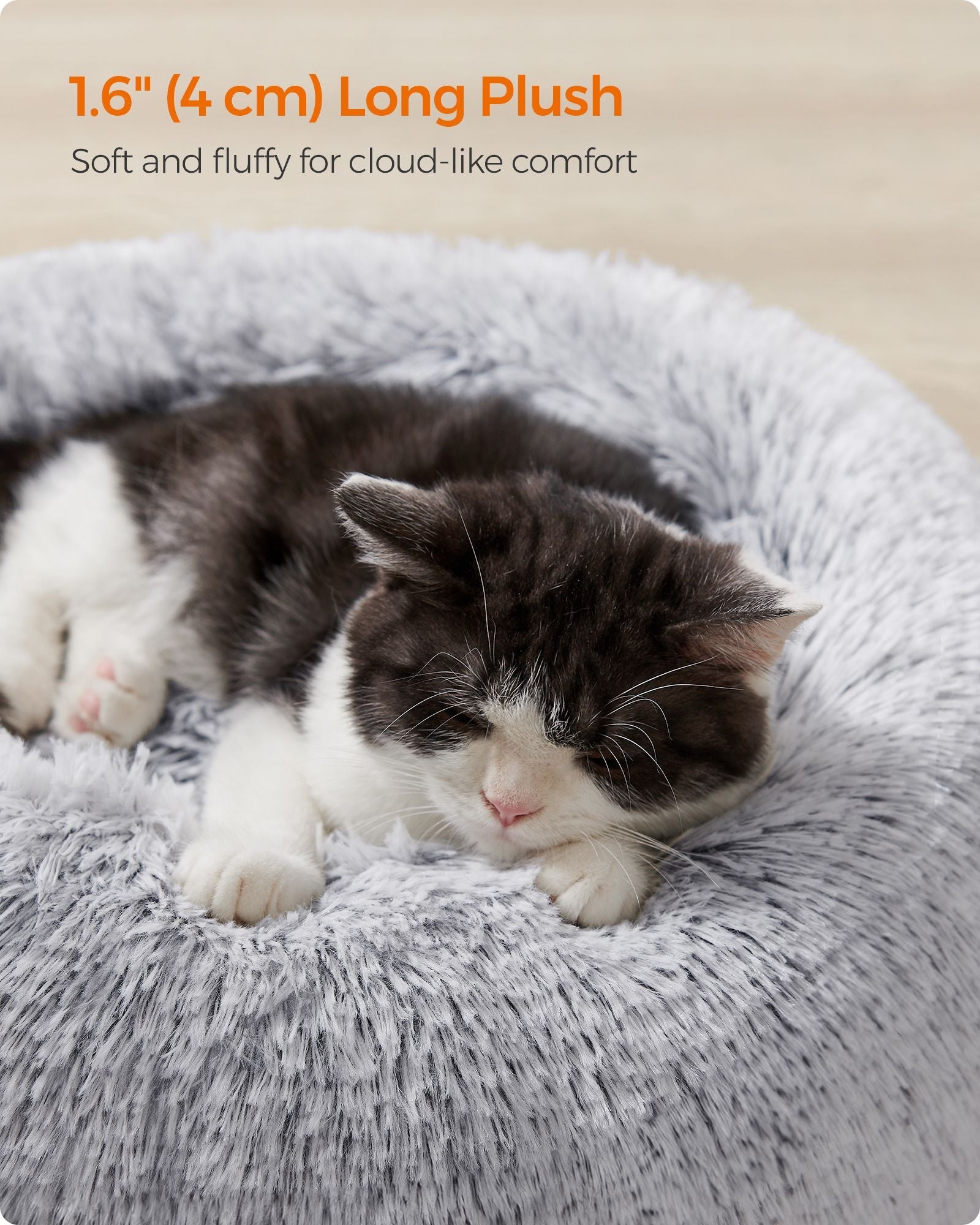 Round Dog and Cat Bed – Soft Plush – Dove Grey – 50 cm