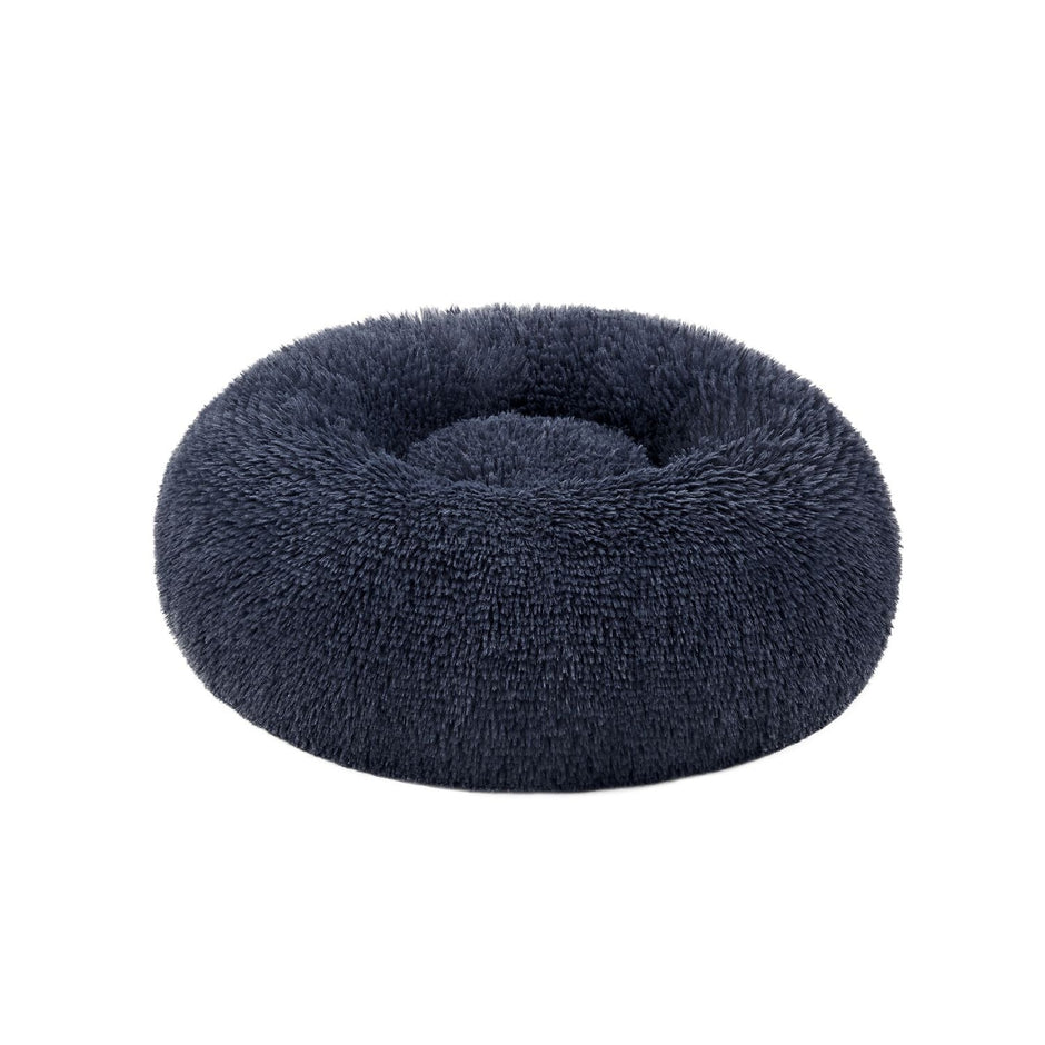 Dog Bed – Soft Plush – Dark Grey – Round Design, 50 cm