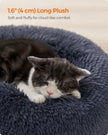 Dog Bed – Soft Plush – Dark Grey – Round Design, 50 cm