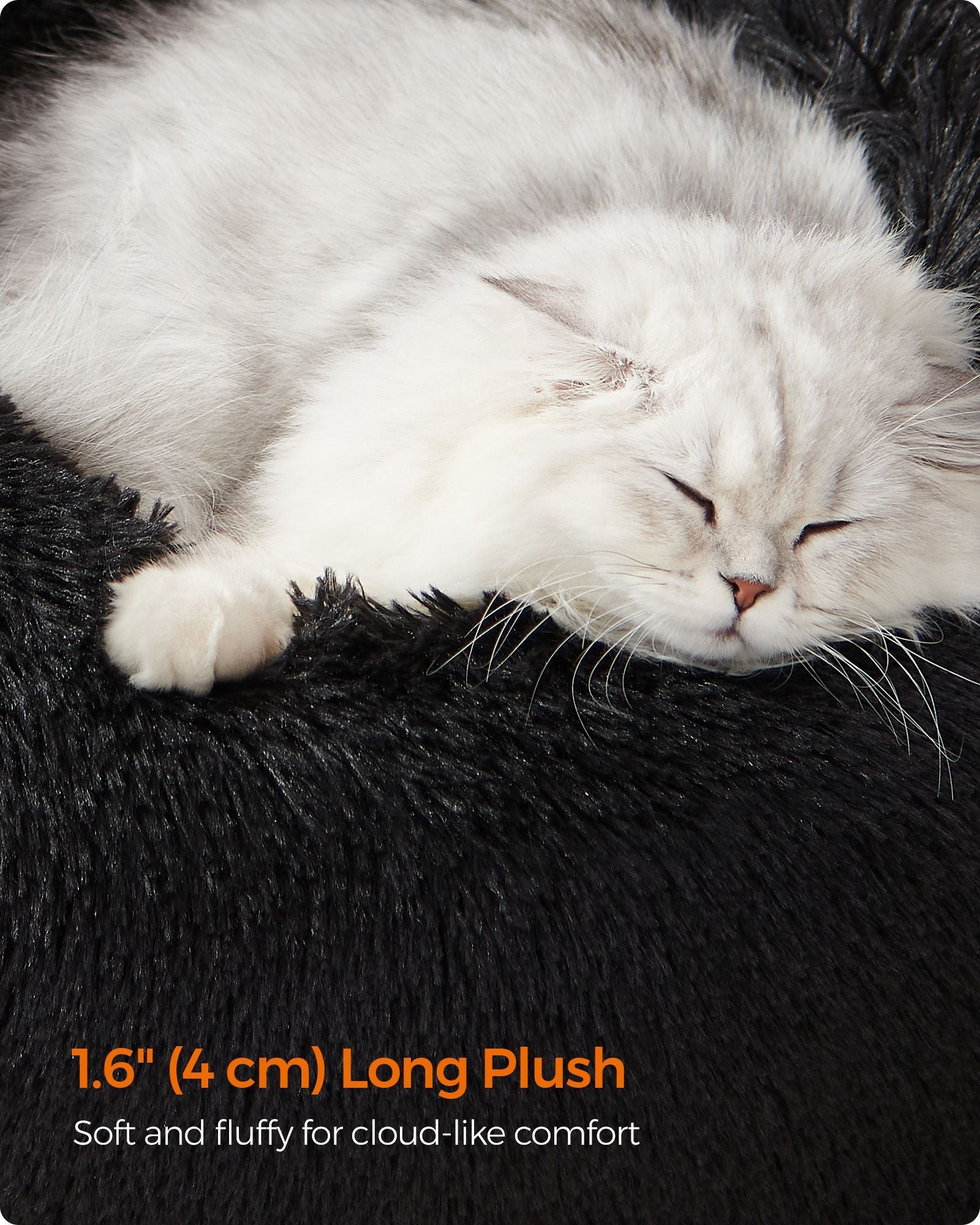 Dog Bed – Plush – Ink Black – Soft Surface, 50 cm Diameter