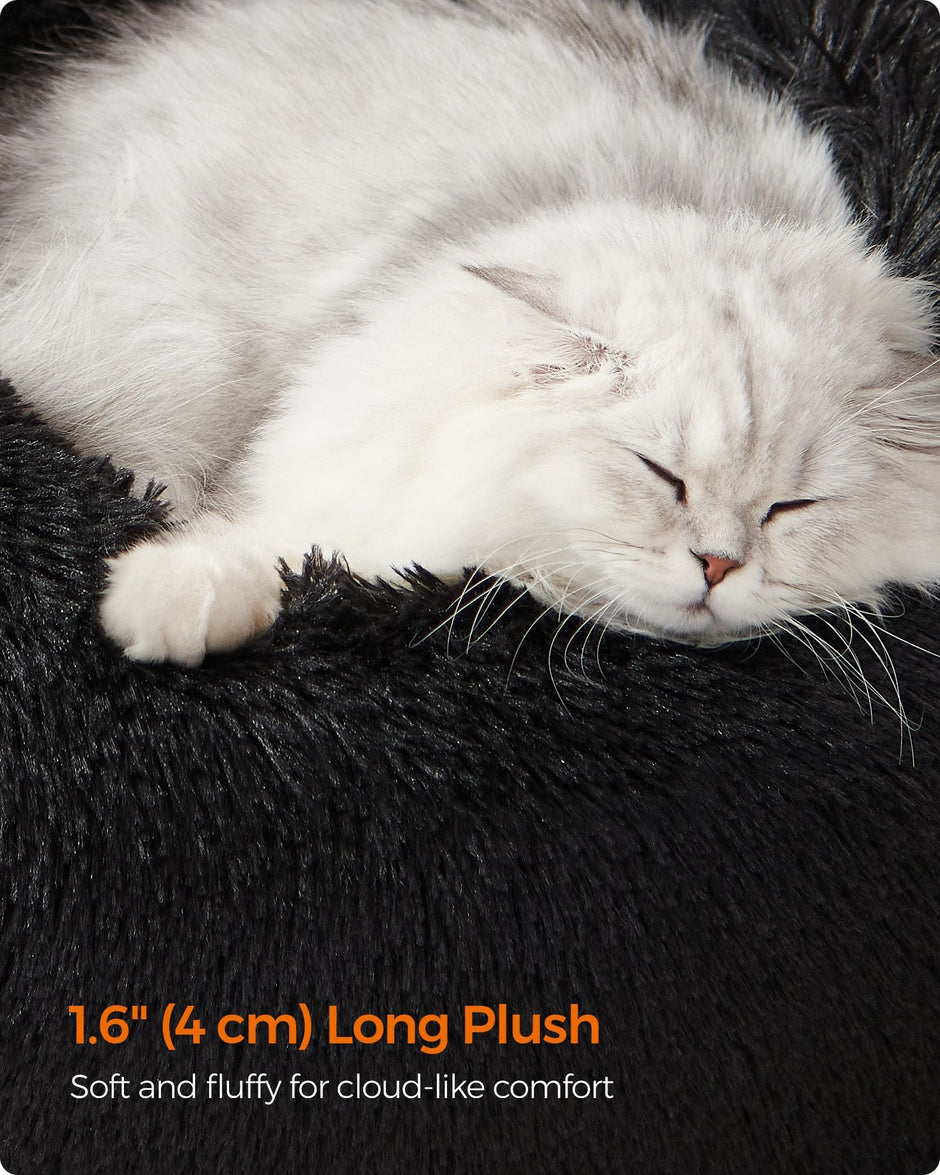 Dog Bed – Plush – Ink Black – Soft Surface, 50 cm Diameter