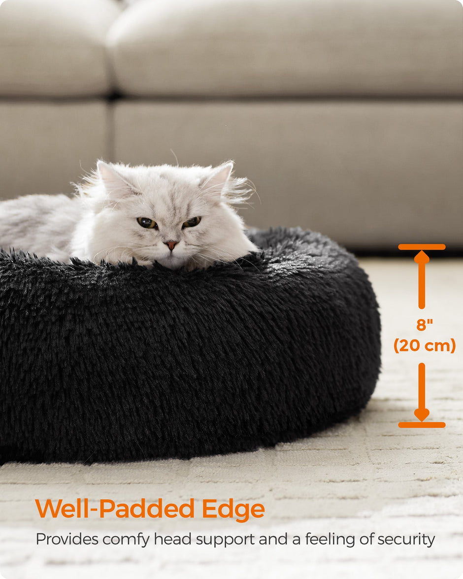 Dog Bed – Plush – Ink Black – Soft Surface, 50 cm Diameter