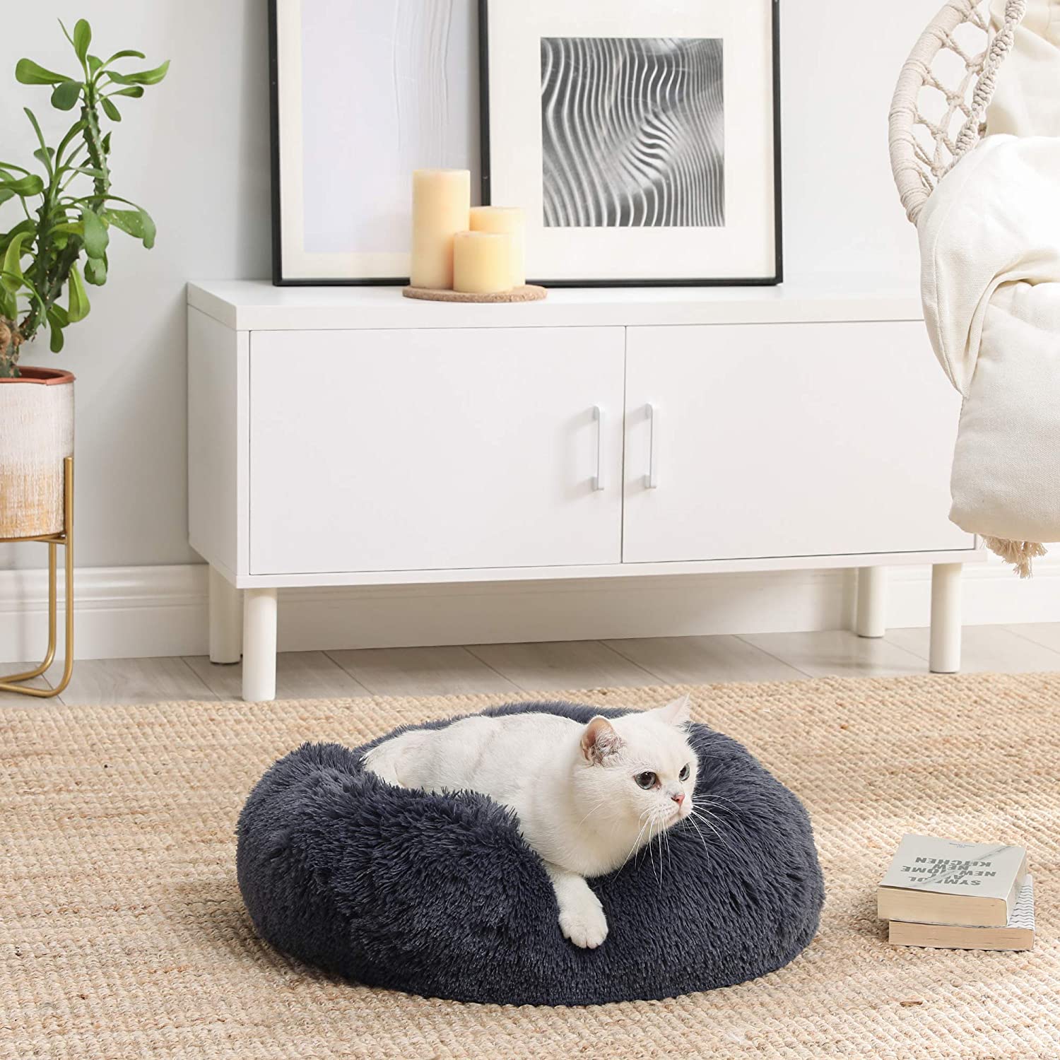 Dog Bed Cushion – Soft Plush – Grey – 50 cm