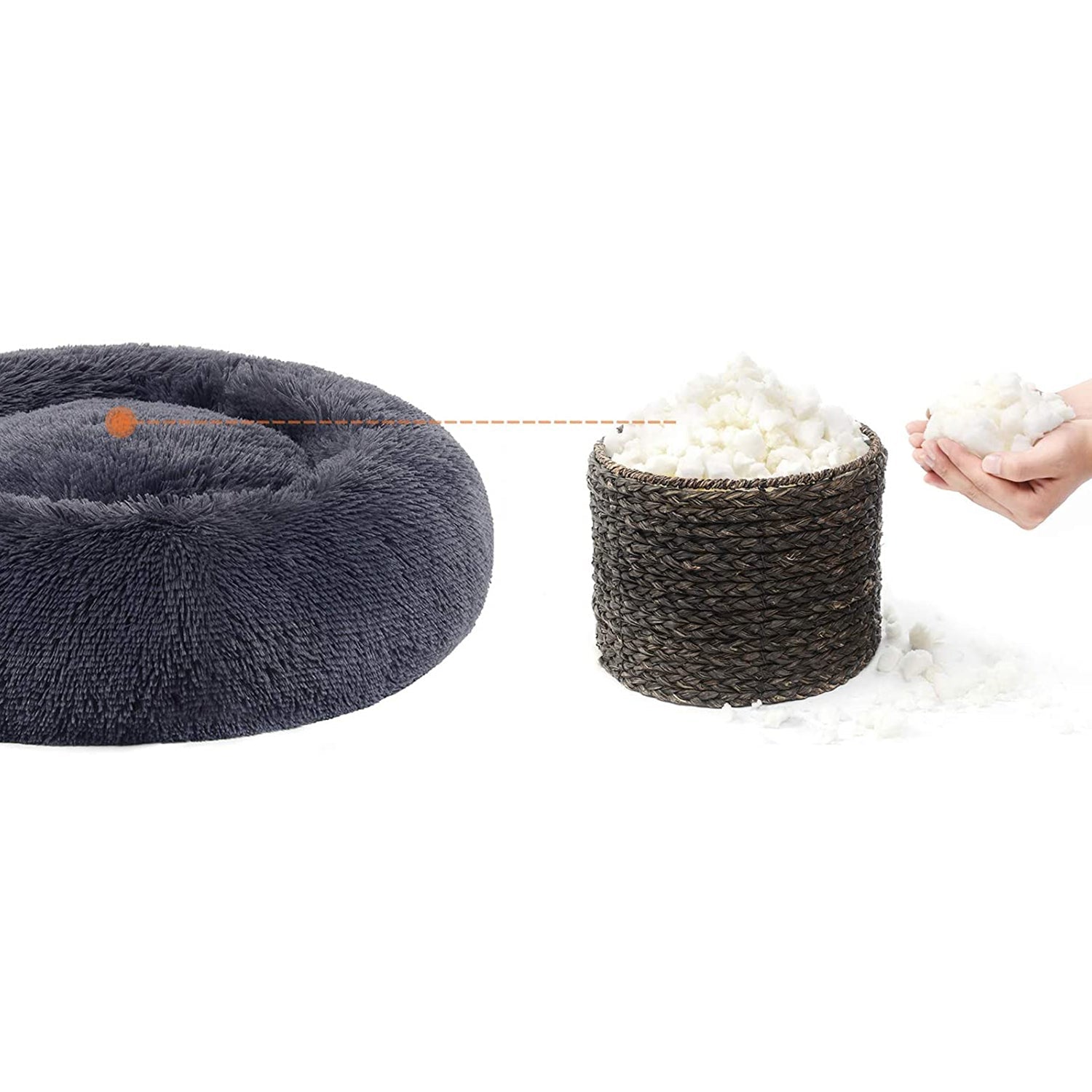 Dog Bed Cushion – Soft Plush – Grey – 50 cm