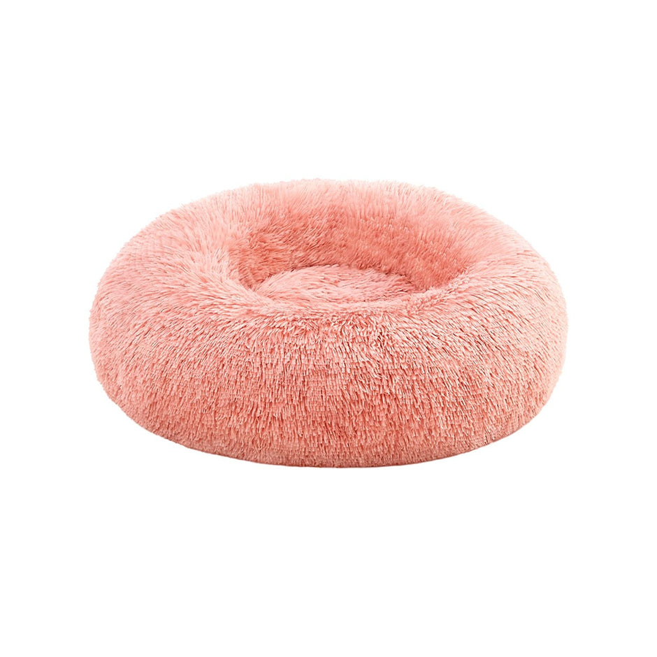 Fluffy Dog Bed – Plush – Pink – 50 cm Wide with Removable Cover