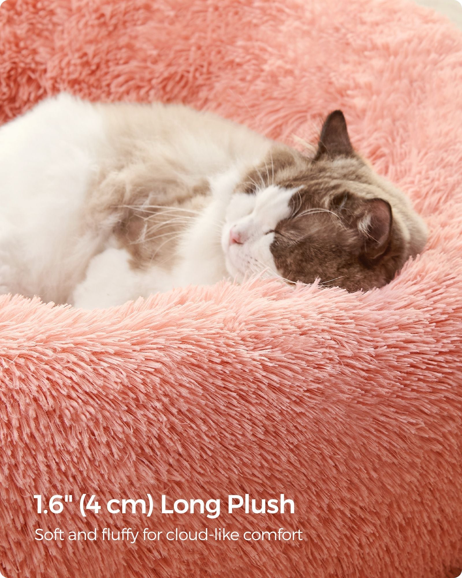 Fluffy Dog Bed – Plush – Pink – 50 cm Wide with Removable Cover
