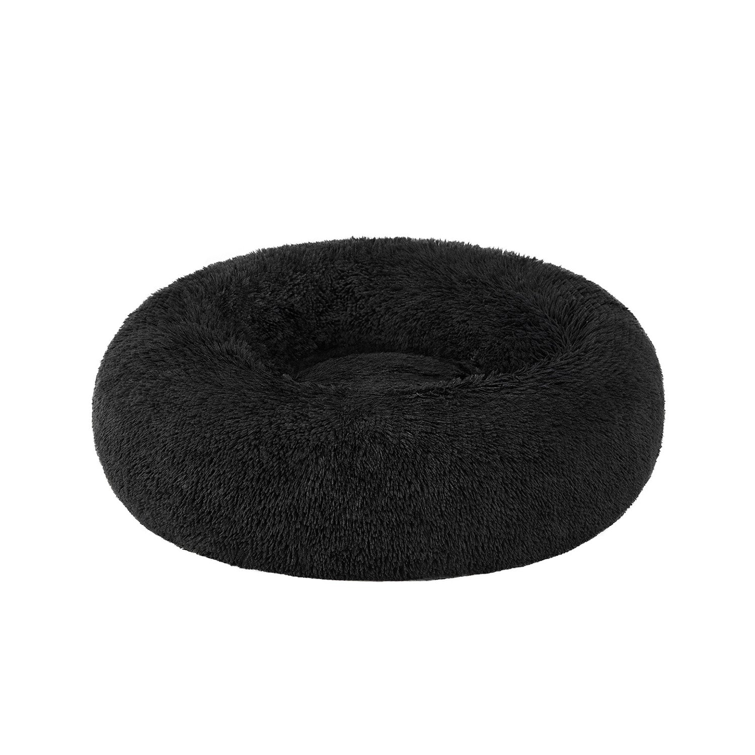 Dog Bed – Plush – Ink Black – 60 cm Diameter, Fluffy Surface
