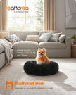 Dog Bed – Plush – Ink Black – 60 cm Diameter, Fluffy Surface