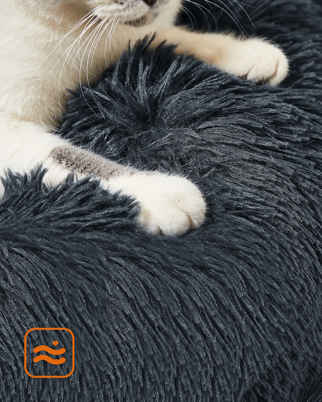 Donut Pet Bed – Plush – Dark Grey – Soft Washable Cover, 60cm
