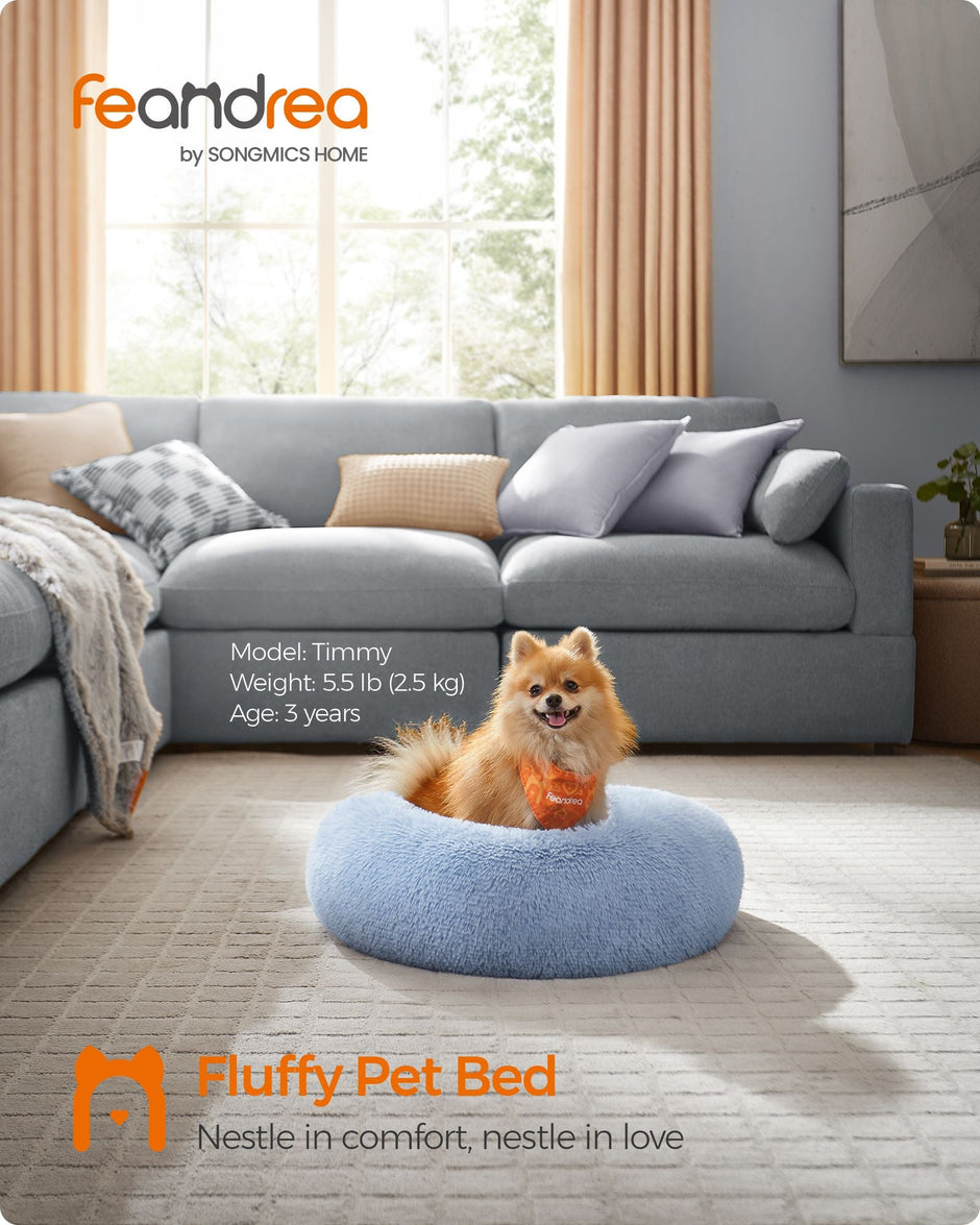 Dog Bed – Soft Plush – Pale Blue – 60 cm Diameter