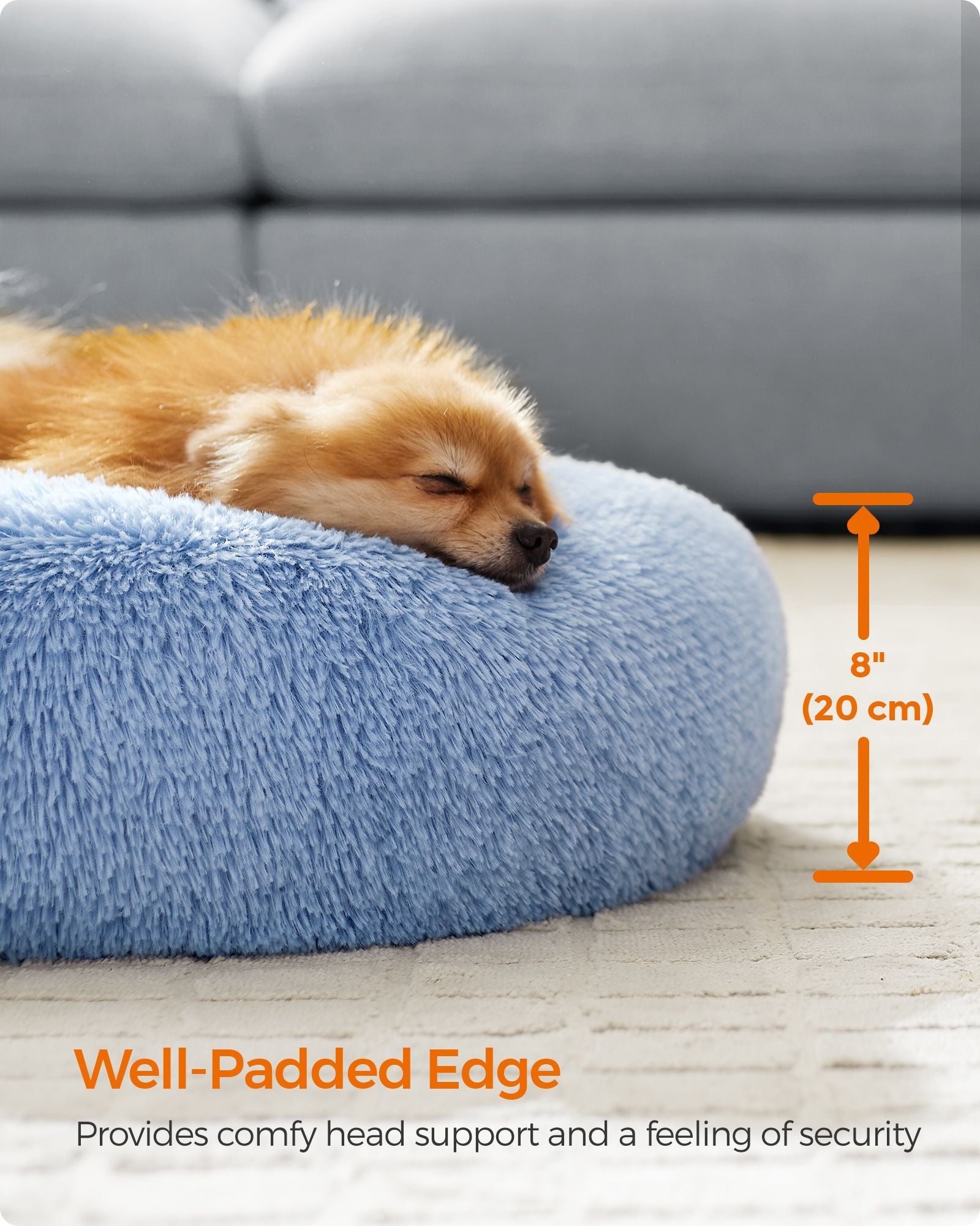 Dog Bed – Soft Plush – Pale Blue – 60 cm Diameter