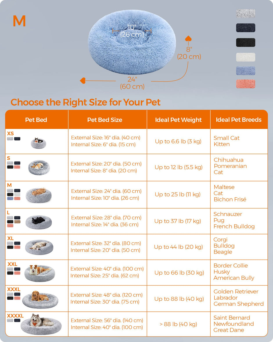 Dog Bed – Soft Plush – Pale Blue – 60 cm Diameter