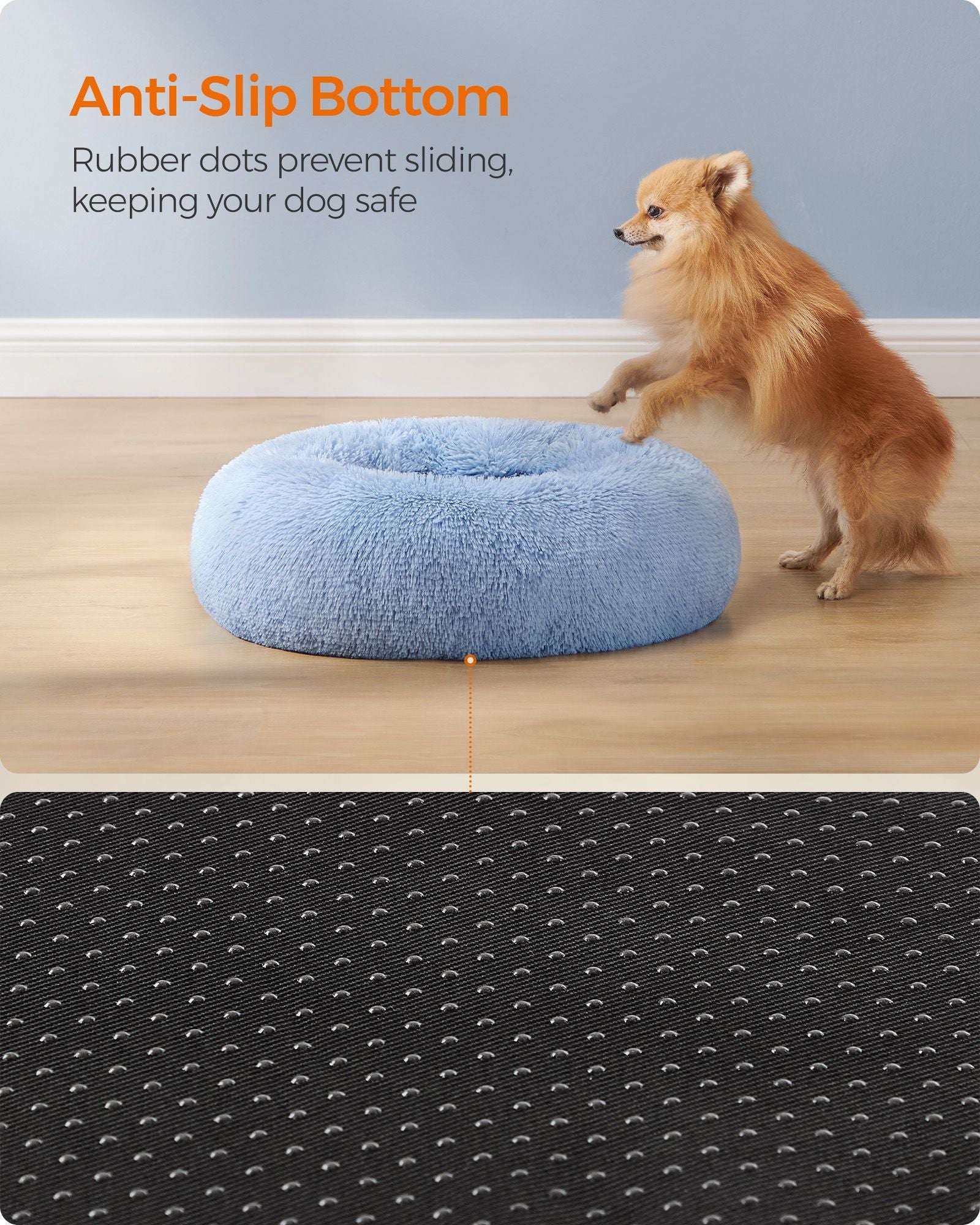 Dog Bed – Soft Plush – Pale Blue – 60 cm Diameter