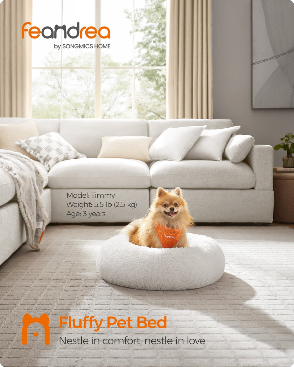 Dog Bed – Soft Plush – Cloud White – Fluffy Design