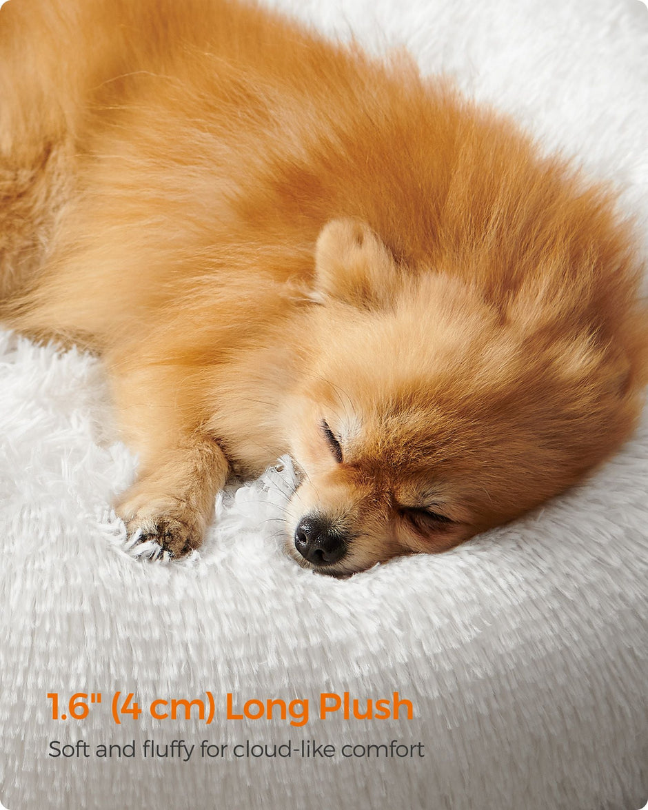 Dog Bed – Soft Plush – Cloud White – Fluffy Design