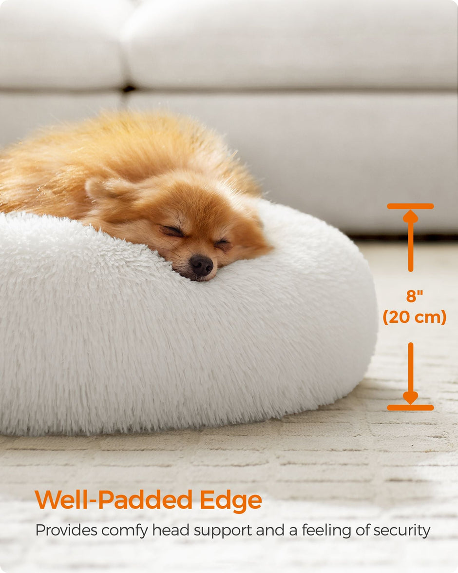 Dog Bed – Soft Plush – Cloud White – Fluffy Design