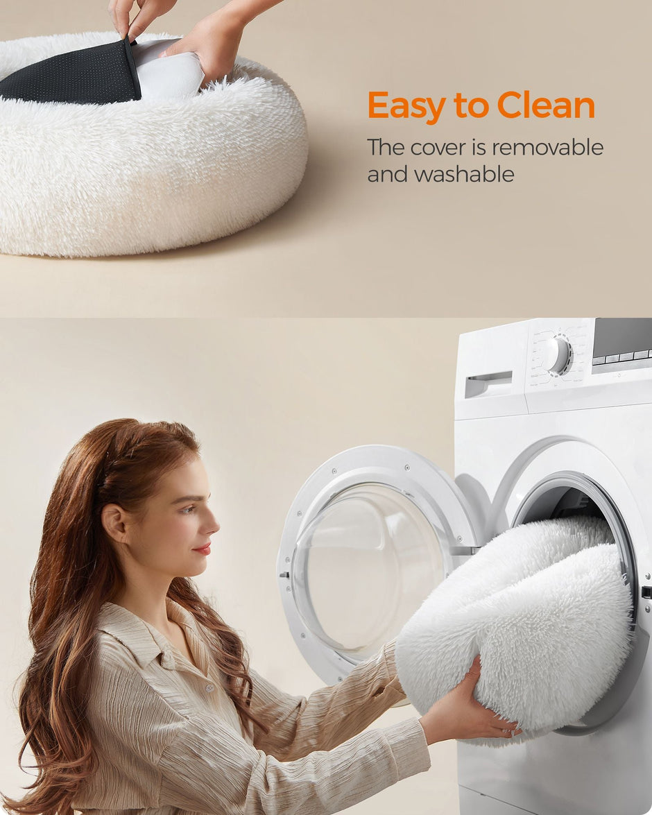 Dog Bed – Soft Plush – Cloud White – Fluffy Design