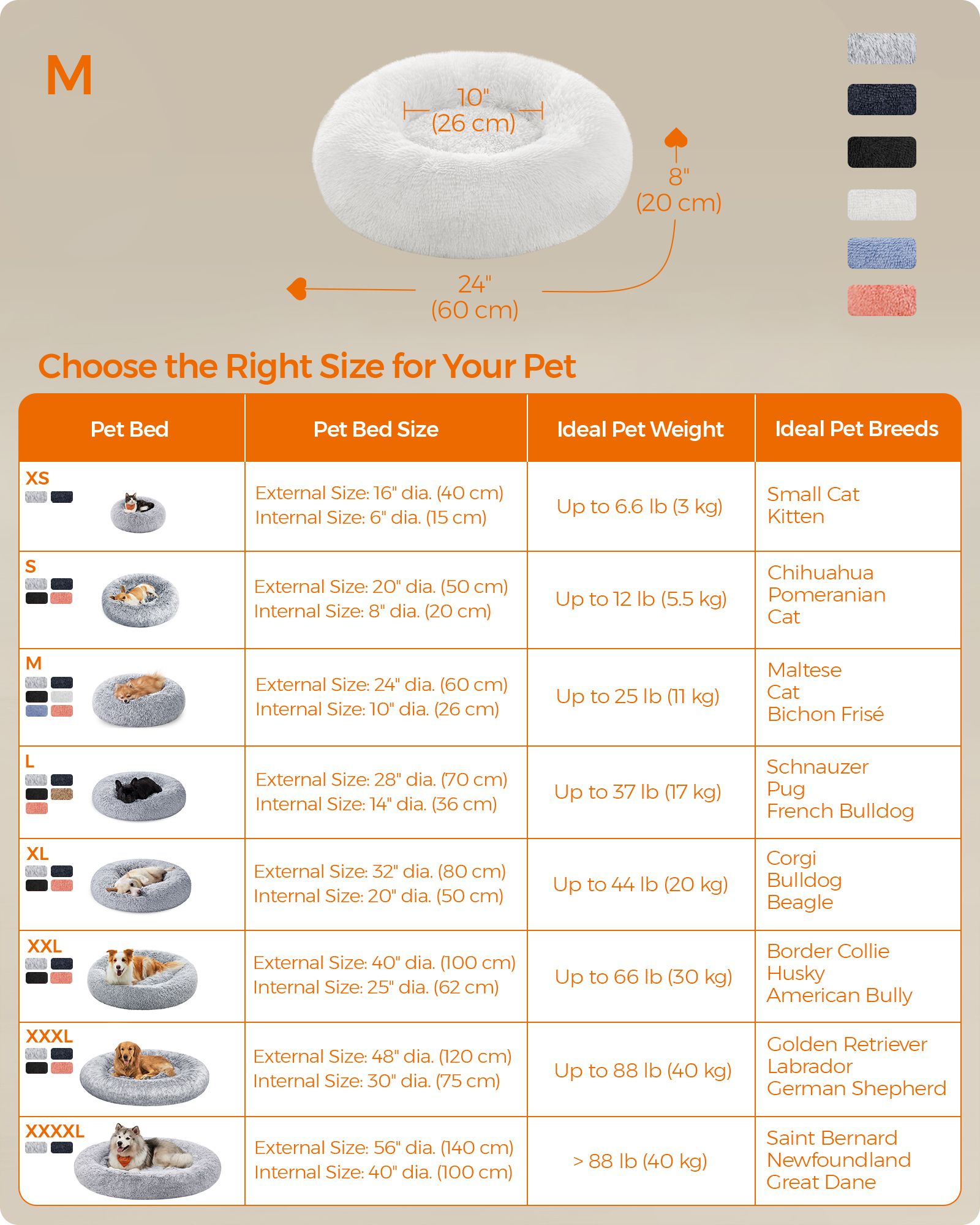 Dog Bed – Soft Plush – Cloud White – Fluffy Design