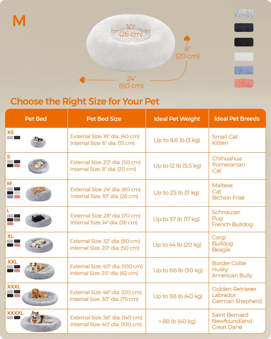 Dog Bed – Soft Plush – Cloud White – Fluffy Design