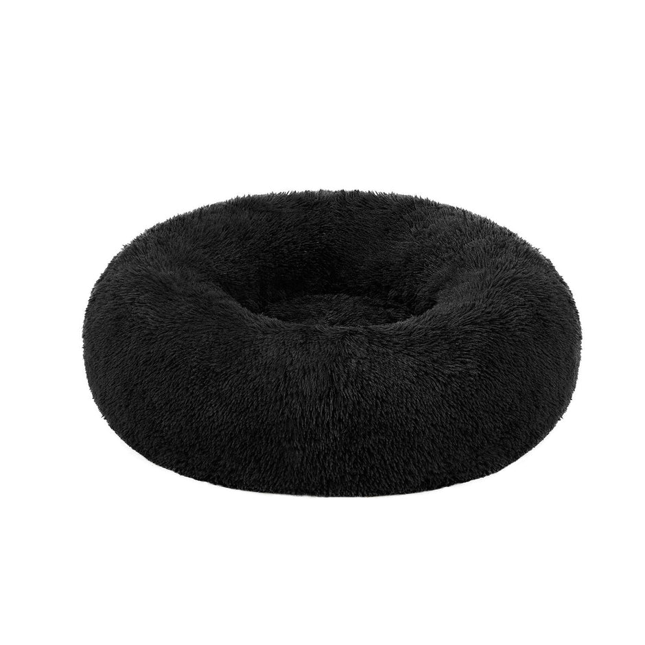 Fluffy Dog Bed – Soft Plush – Ink Black – 70 cm Diameter