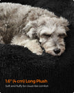 Fluffy Dog Bed – Soft Plush – Ink Black – 70 cm Diameter