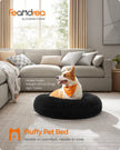 Fluffy Dog and Cat Bed – Soft Plush – Ink Black – 80 cm Diameter