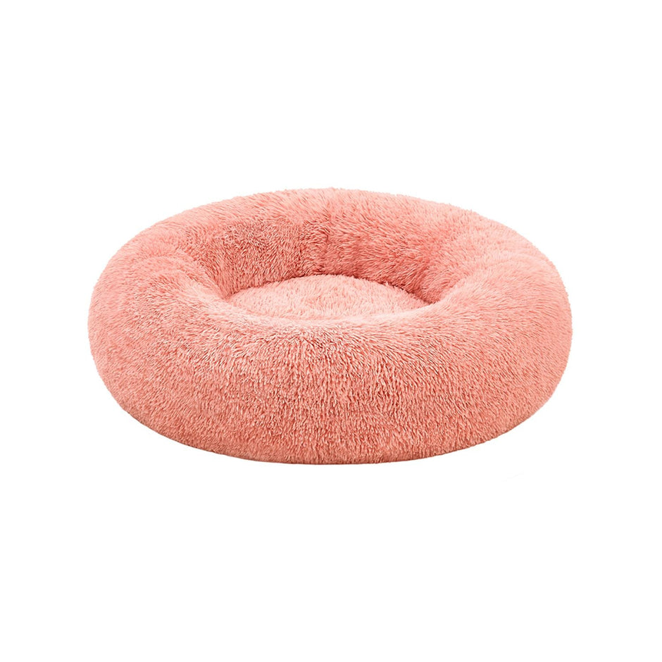 Dog Bed – Plush – Pink – Calming Fluffy Design with Removable Cover
