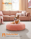Dog Bed – Plush – Pink – Calming Fluffy Design with Removable Cover