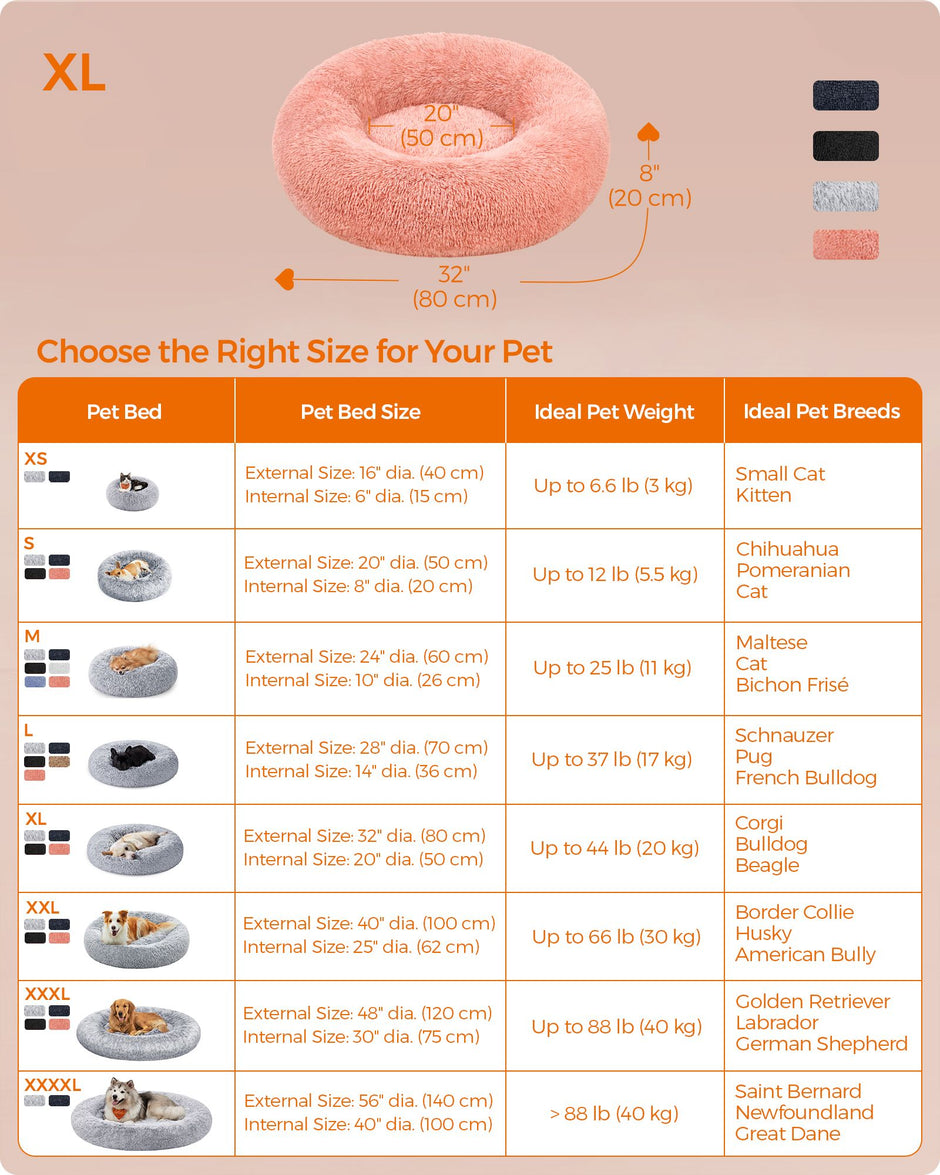 Dog Bed – Plush – Pink – Calming Fluffy Design with Removable Cover