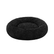 Round Dog and Cat Bed – Soft Plush – Ink Black – Fluffy Design