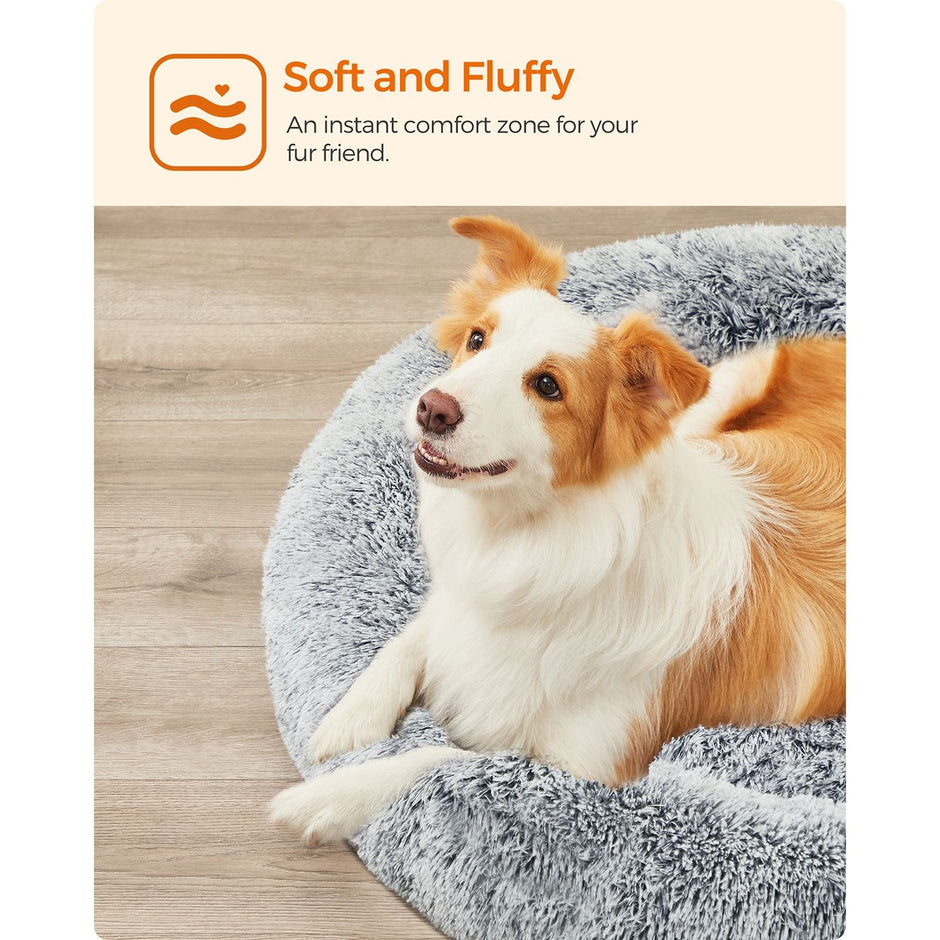 Dog Bed – Soft Plush – Grey – 100 cm