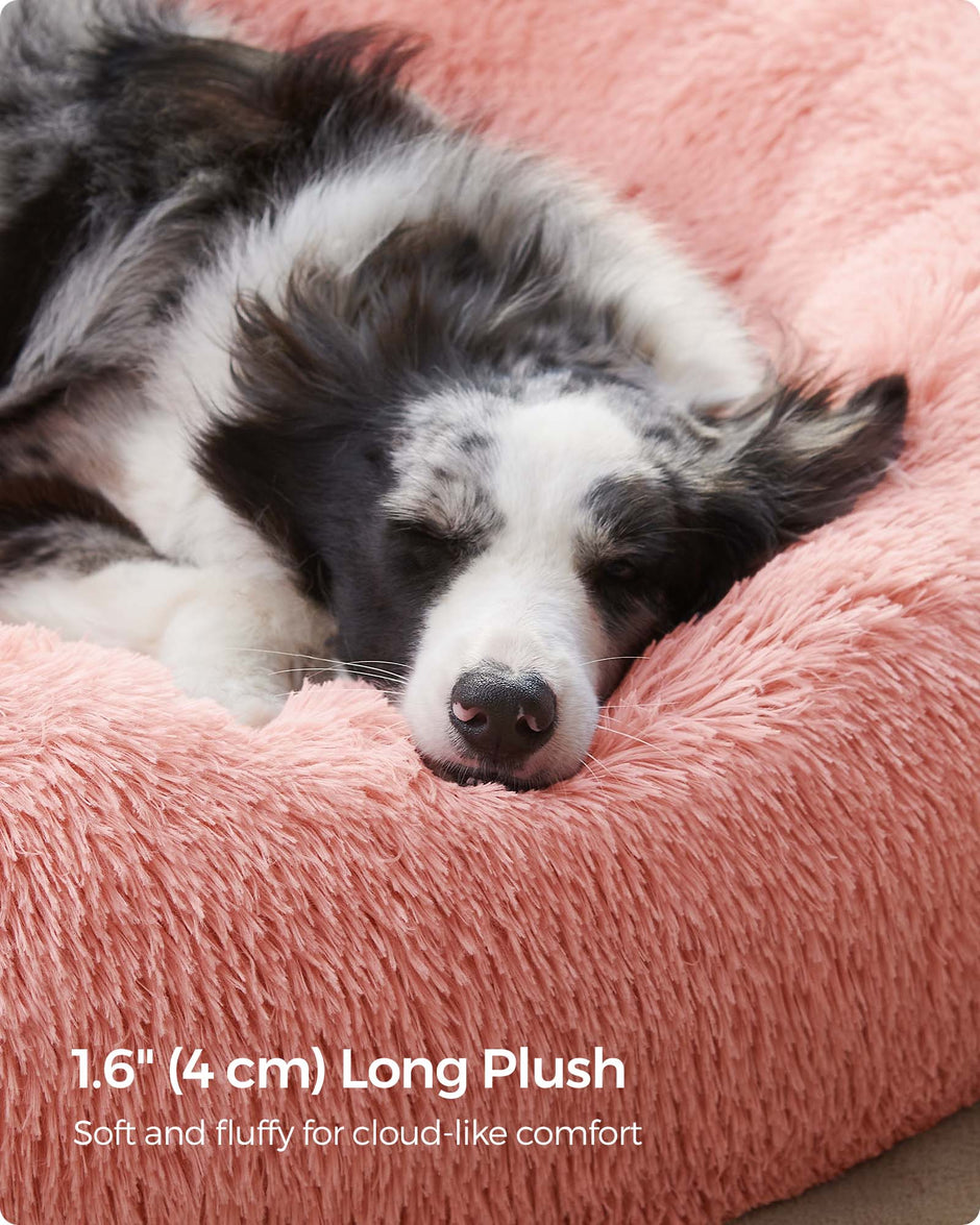 Dog Bed – Plush – Pink – Washable Cover, 100 cm Wide