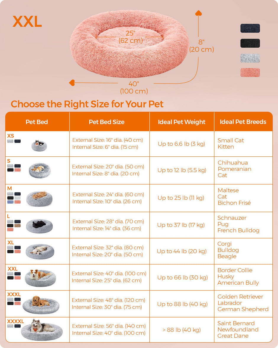 Dog Bed – Plush – Pink – Washable Cover, 100 cm Wide