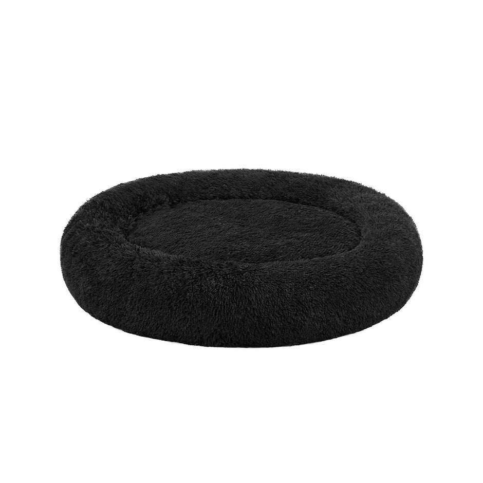 Fluffy Dog Bed – Soft Plush – Ink Black – 120 cm Diameter