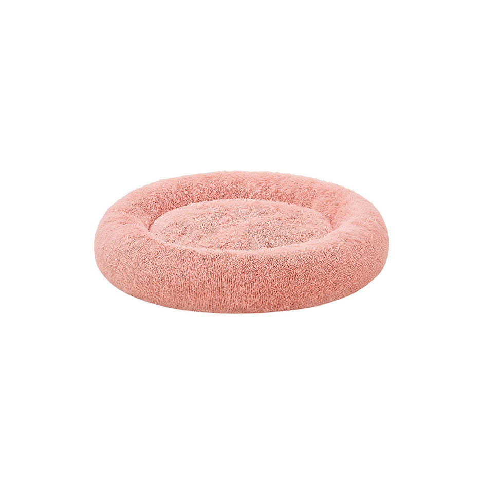 Fluffy Dog and Cat Bed – Soft Plush – Pink – Washable Cover, 120 cm Wide