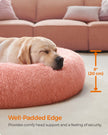 Fluffy Dog and Cat Bed – Soft Plush – Pink – Washable Cover, 120 cm Wide