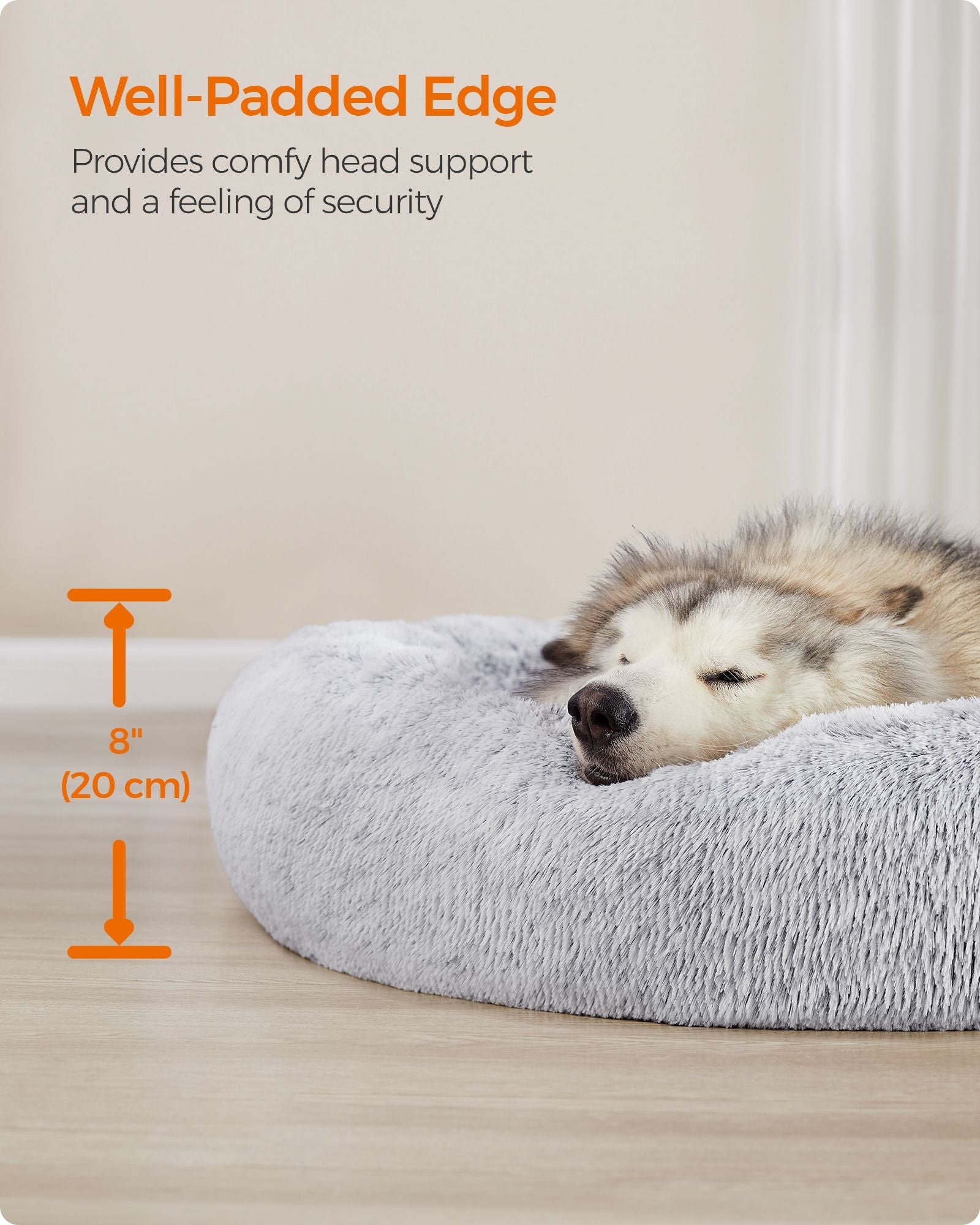 Dog Bed – Plush – Grey Ombré – Soft Surface, 140 cm