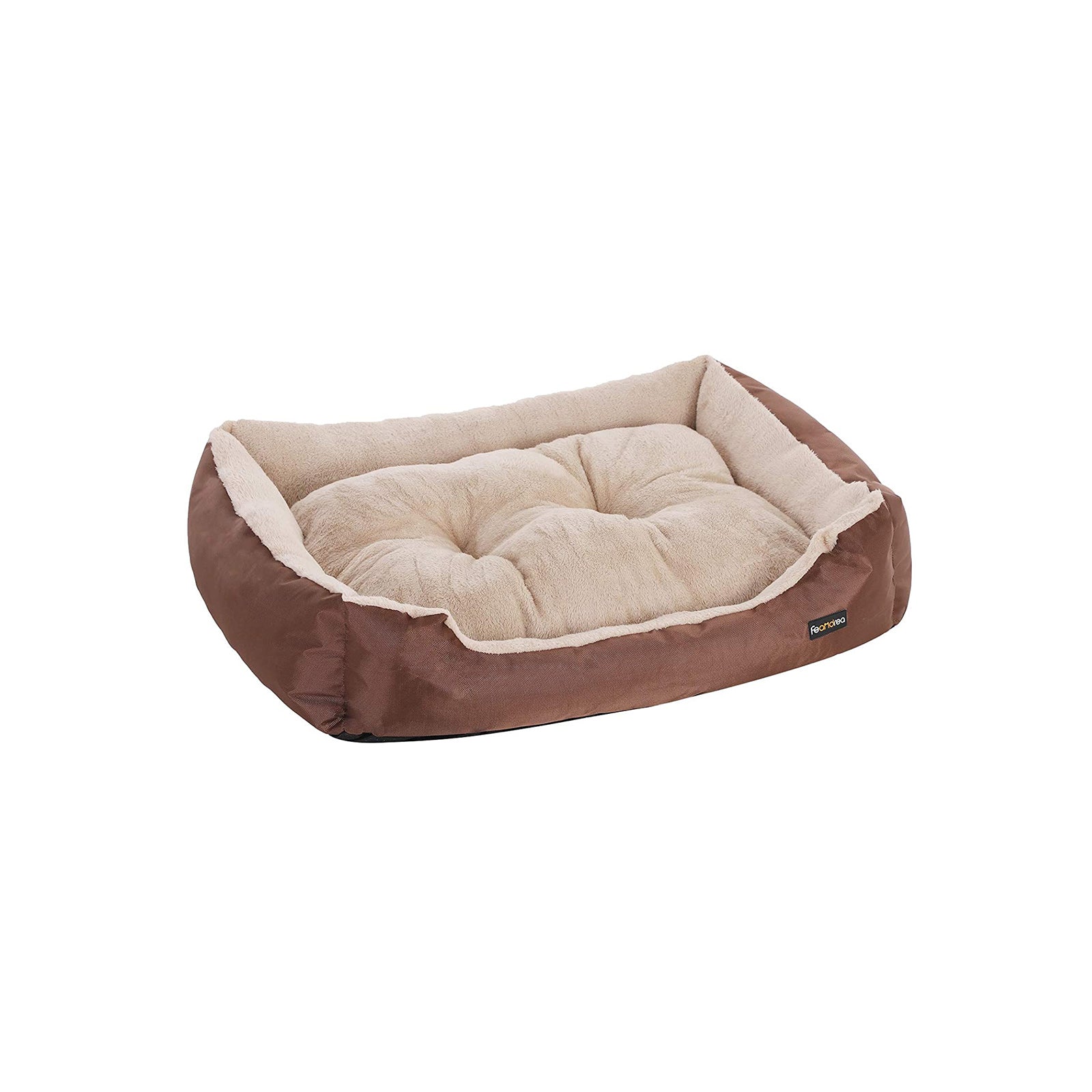Reversible Dog Bed – Fabric – Brown – Spacious Cushion Design 85 x 65 x 21 cm